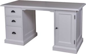 Casa Padrino Landhausstil Massivholz Schreibtisch mit Tür und 3 Schubladen Grau 152 x 70 x H. 78 cm - Büromöbel im Landhausstil