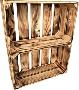 2er Set Geflammt Holzkisten 25 x 40 x 30 cm massive Weinkisten in vielen Farben zur Auswahl Holz Kisten Obstkisten Apfelkisten, holzregal.