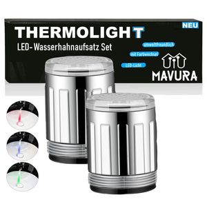 THERMOLIGHT LED Wasserhahn Aufsatz Licht Küche Bad Thermosensor 3 Farben [2er]
