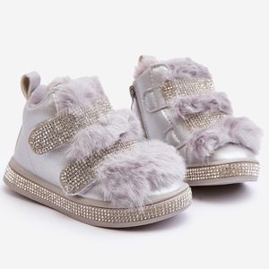 Lederne Kinder-Winterschuhe mit Isolierung Silber Leela 36