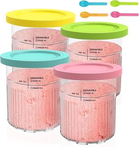 4 Stück Behälter für Ninja Creami Deluxe Pints, 680 ml Eisbehälter für NC500 NC501-Serie 4 Stück Behälter für Ninja Creami Deluxe Pints, 680 ml Eisbehälter für NC500 NC501-Serie