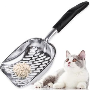 Katzenstreuschaufel Metall Streuschaufel Katzenklo Schaufel Kotschaufel mit Langem Griff für Hunde und Katzen