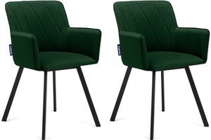 Konsimo Židle  2 ks "PYRUS", tmavozelený, látka/kov, Loft, 56x84x46 cm