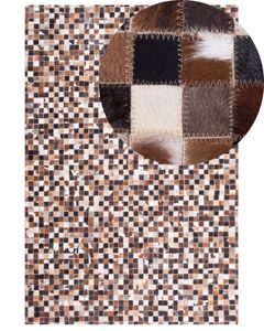 BELIANI Teppich Beige Braun Schwarz Kuhfell 160 x 230 cm Kurzflor Patchwork Handgefertigt Rechteckig