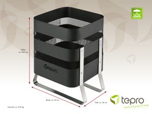tepro Feuerstelle Design Feuerstelle, schwarz/silber (36 x 42,5 x 50 cm)