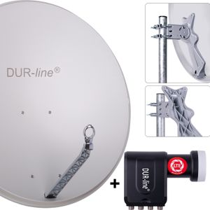 DUR-line Select 85/90cm Komplettanlage hellgrau + Octo LNB