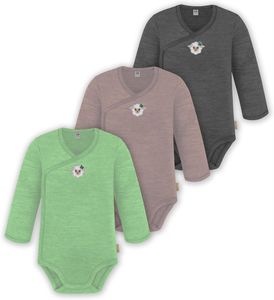 normani 3er Pack Baby Merino Langarm Wickelbody