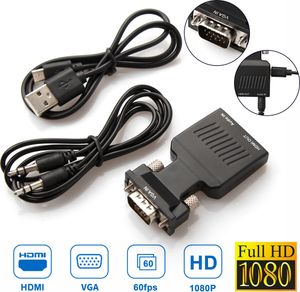 VGA zu HDMI Adapter Full HD 1080P Audio Video Konverter Laptop PC zu TV HDTV AV
