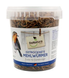 ReNatura® Vogelfutter Getrocknete Mehlwürmer Winterfutter Proteinreiches Ergänzungsfutter für freilebende Vögel 1 Liter