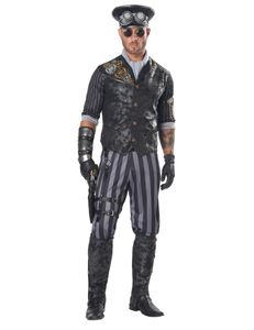 Steampunk-Kapitän-Kostüm für Herren Faschingskostüm grau