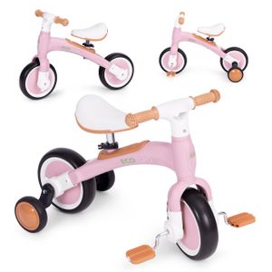 Rower z pedałami - rower treningowy z bocznymi kółkami 3w1 różowy ECOTOYS