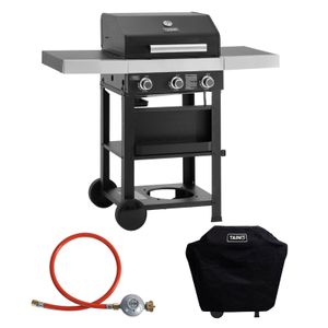 TAINO WABAYA 3+0 Gasgrill 3 Brenner Sear-Burner Schwarz Matt + Abdeckhaube