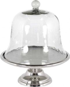 Casa Padrino Luxus Art Deco Kuchenglocke Nickel finish mit Glasdeckel - Kuchen Ständer