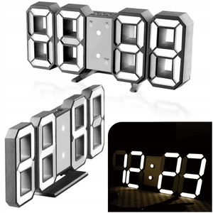 Digitálne nástenné hodiny LED 3D budík domáca dekorácia funkcia snooze bez hluku stmievateľná časová pamäť 12/24 dátum zobrazenie teploty nočné svetlo