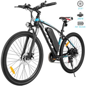 VIVI E-Bike, 27.5 Zoll E Mountainbike, Trekking Herren E-Bike mit Shimano 21 Gang Schaltung, 36V/10.4AH Akku, E Fahrrad schwarz/blau
