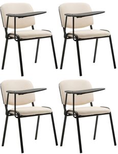 CLP 4er Set Stühle Ken mit Klapptisch Kunstleder gepolstert, Farbe:creme