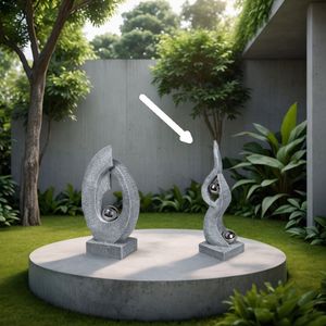 formano Deko-Objekt 59cm grau mit Relief Edelstahl-Kugel  Skulptur Garten Modern