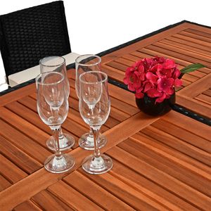 CASARIA® Gartenbar Set Polyrattan 185x80x110cm Akazie Holz 7 cm Auflagen Wetterfest Outdoor Theke Bar Barhocker Garten Terrasse Gartentheke Sitzgruppe