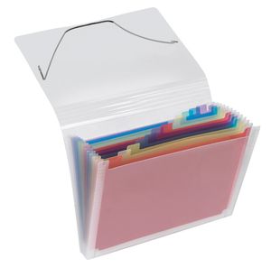 Veloflex 4446290 - Fächermappe Crystal DIN A4, mit 12 Fächern und Taben, PP-Material, bunte Unterteilung, transparent