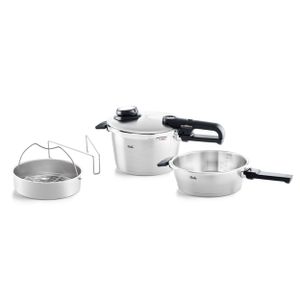 Fissler Vitavit Premium / Schnellkochtopf-Set, 4-teilig (4,5l - Ø 22 cm & Schnellbratpfanne 2,5l - Ø 22 cm) inkl. Metall-Deckel, Einsatz - Induktion