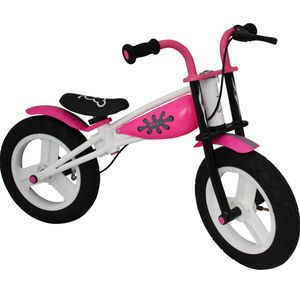12 Zoll Laufrad mit Luftbereifung und Bremse Kinderlaufrad Mädchen Kinder Pink