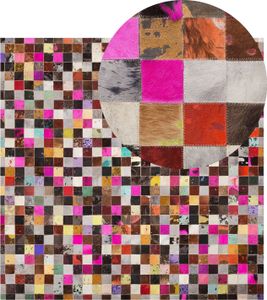 BELIANI Dywan wielokolorowy 200 x 200 cm skórzany patchwork dekoracyjny salon sypialnia