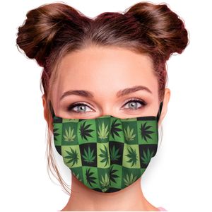 Alltagsmaske Stoffmaske Motiv Mund- Nasenschutz einstellbare Ohrbügel Waschbar Herren Damen verschiedene Designs, Modell wählen:Hanfblätter
