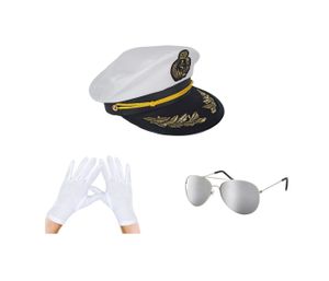 Premium Kapitäns-Mützen Set Kapitänsmütze Kv-283 mit Sonnenbrille & Handschuhen für Karneval & Fasching - Ideal für Kostümpartys