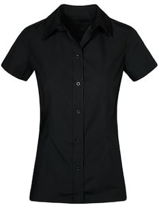 Business Kurzarm-Bluse Damen, Schwarz, L