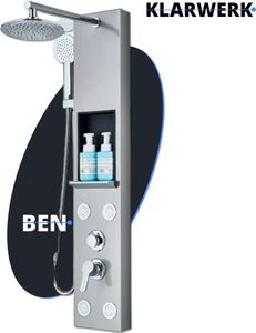 BEN | Duschpaneel Regendusche Kopfdusche Edelstahl | Silber gebürstet Massagedusche Duschsystem | Mischbatterie Duscharmatur Duschsystem BEN | Duschpaneel Regendusche Kopfdusche Edelstahl | Silber gebürstet Massagedusche Duschsystem | Mischbatterie Duscharmatur Duschsystem