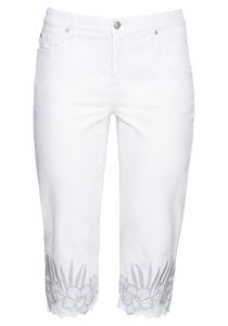sheego Damen Große Größen Jeans mit hochwertiger Stickerei und Spitzendetails 3/4-Jeans Citywear feminin Stickerei unifarben