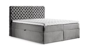 Boxspringbett MANCHESTER - Boxspringbett chesterfield mit Matratze und zwei Bettkästen (Bettgröße: 160x200, Farbe: grau)