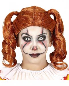 Creepy Clown Halloween Zopfperücke Kupferfarben