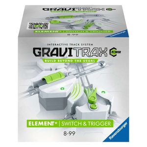 Ravensburger GraviTrax POWER elements Switch&Trigger. Akcesoria elektroniczne do torów marmurowych, zabawka konstrukcyjna dla dzieci w wieku od 8 lat. Można łączyć ze wszystkimi liniami produktów, zestawami startowymi i rozszerzeniami do systemu torów marmurowych GraviTrax.