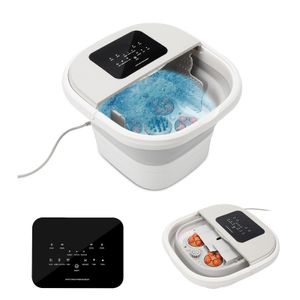 Fiqops Fussbadewanne mit LCD Wasser 4 in 1 Fußmassagebad Fußbad Massagegerät FußbadSpa