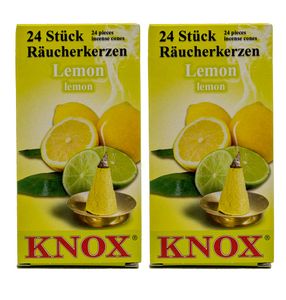 KNOX 2er Set Räucherkerzen Lemon - Inhalt jeweils 24 Stück, Größe M (Standard)
