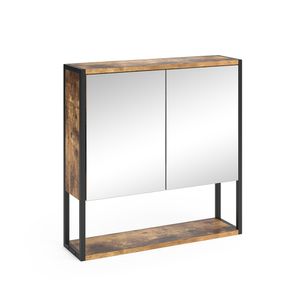 Vicco Bad Spiegelschrank Fyrk, 60 x 60 cm, Eiche rustikal/Schwarz