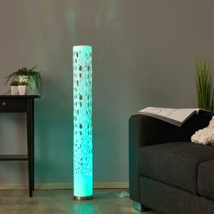Lindby LED Stehlampe dimmbar mit Fernbedienung, RGB Farbwechsel, Lichtsäule Wohnzimmer, Standleuchte inkl. 1 x GU10 3W RGB LED Leuchtmittel austauschbar