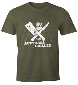 Herren T-Shirt Auftragsgriller Fun-Shirt Grill-Shirt BBQ Moonworks® army XXL