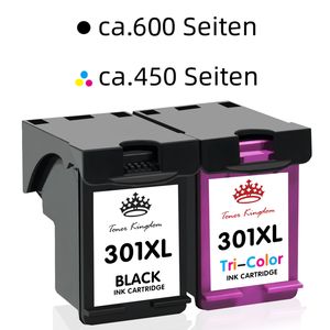 2er Für HP 301 XL Drucker Patronen Tinte OfficeJet 2620 2622 4630 4632 4634 4636 (1 Schwarz, 1 Farbe)