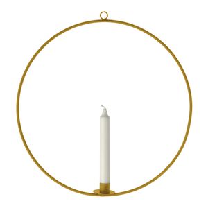 Tyčový svietnik v krúžku - Ø 40 cm - svietnik na zavesenie - farba: zlatá