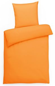 Einfarbige Mako Satin Bettwäsche 135x200 Curry Uni orange Bettwäsche 135 x 200 - Bettbezug aus gekämmter Baumwolle