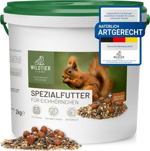 wildtier liebe Eichhörnchenfutter 2kg für Eichhörnchen & Streifenhörnchen I Ganzjahres-Futter Eichhörnchen,Streifenhörnchen Futter