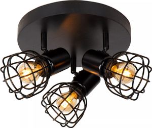 Retro okrúhle stropné svietidlo s bodovými svetlami čierne FILOX 1xE27 40W Lucide