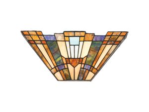 Inglenook Wandleuchte, Bronze und Tiffany Glas