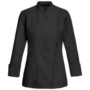 Greiff GASTRO MODA Damen Cuisine Basic Kochjacke Stehkragen verdeckte Druckknöpfe Regular Fit Polyestermix ® Schwarz 3XL