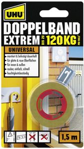 UHU Montage Klebeband EXTREM doppelseitig bis 120 kg (B)19 mm x (L)1,5 m