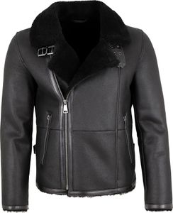 Jilani - Herren Lammfelljacke Lederjacke schwarz : 56
