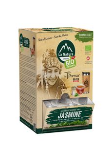 Jasmin GrünerTee Super BOX 100 Teekapseln | La Natura Lifestyle Organic 200g| biobasiert | Nespresso®*³ kompatible