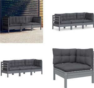 vidaXL 3 Sitzer Gartensofa mit Anthrazit Kissen Massivholz Kiefer - 3-Sitzer-Gartensofa - 3-Sitzer-Gartensofas - Gartensofa - Gartensofas